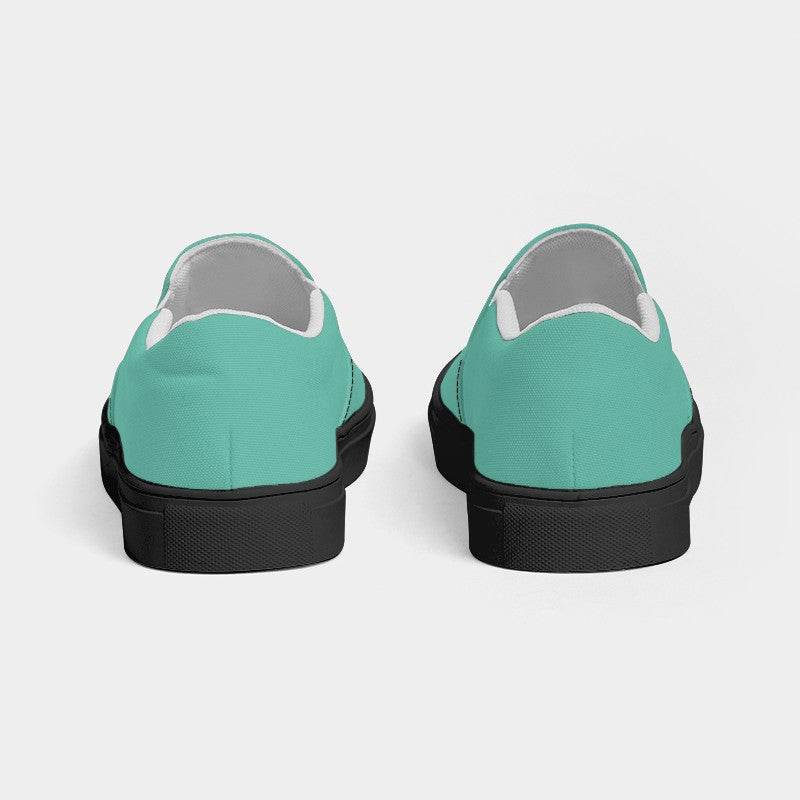 Medium-Light Medium Blue-Green Women's Slip-On Canvas Sneakers (BG-ME-ML) - Back