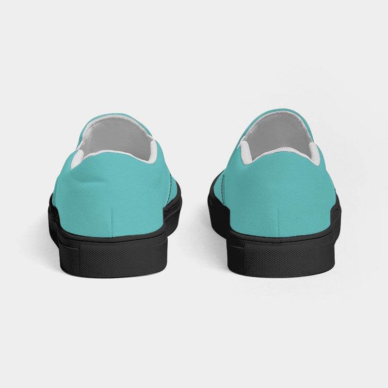 Medium-Light Medium Blue-Green Women's Slip-On Canvas Sneakers (CBG2-ME-ML) - Back