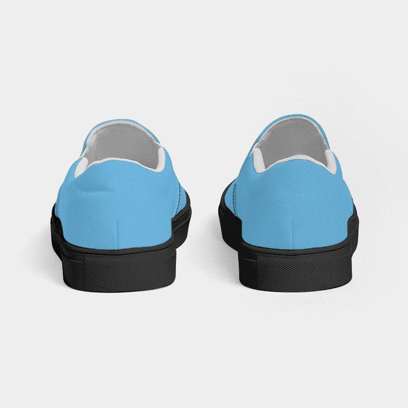 Medium-Light Medium Cyan Women's Slip-On Canvas Sneakers (BC1-ME-ML) - Back