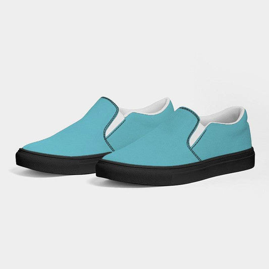 Medium-Light Medium Cyan Women's Slip-On Canvas Sneakers (C-ME-ML) - Side 3