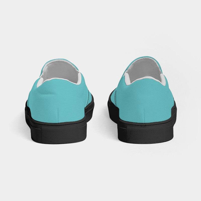 Medium-Light Medium Cyan Women's Slip-On Canvas Sneakers (CBG1-ME-ML) - Back