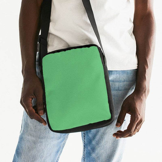 Medium-Light Medium Green Messenger Pouch (G-ME-ML) - Man Front CloseUp