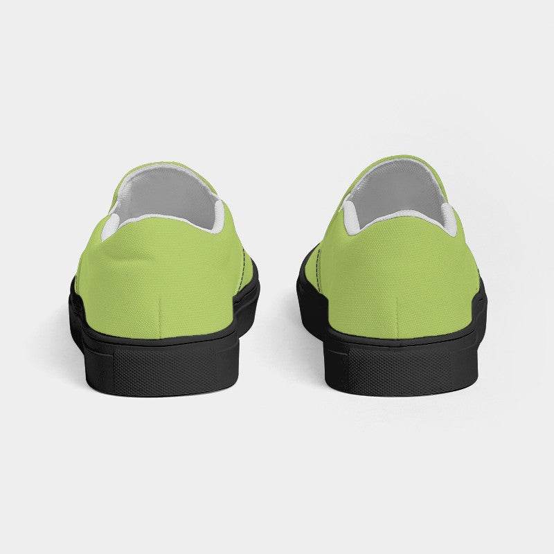 Medium-Light Medium Lime Men's Slip-On Canvas Sneakers (L-ME-ML) - Back