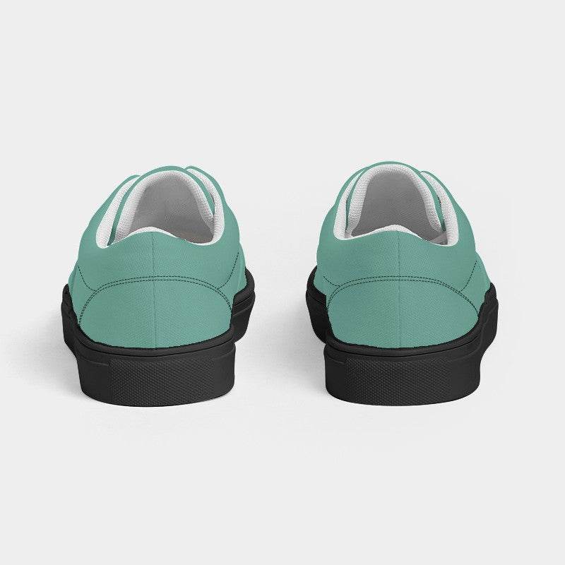 Medium-Light Muted Blue-Green Women's Canvas Sneakers (BG-MU-ML) - Back