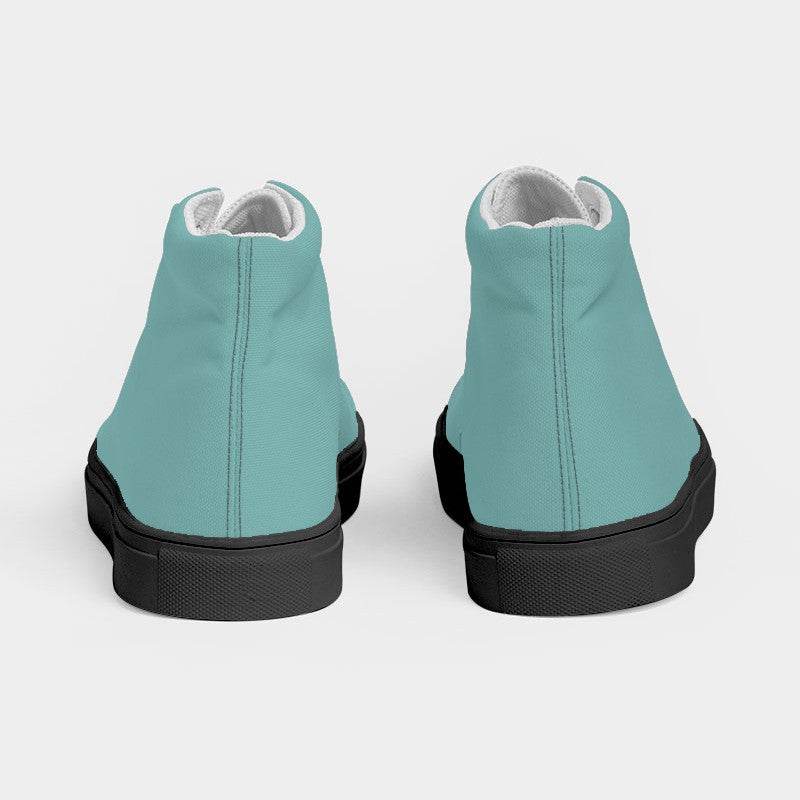 Medium-Light Muted Blue-Green Women's High-Top Canvas Sneakers (CBG2-MU-ML) - Back