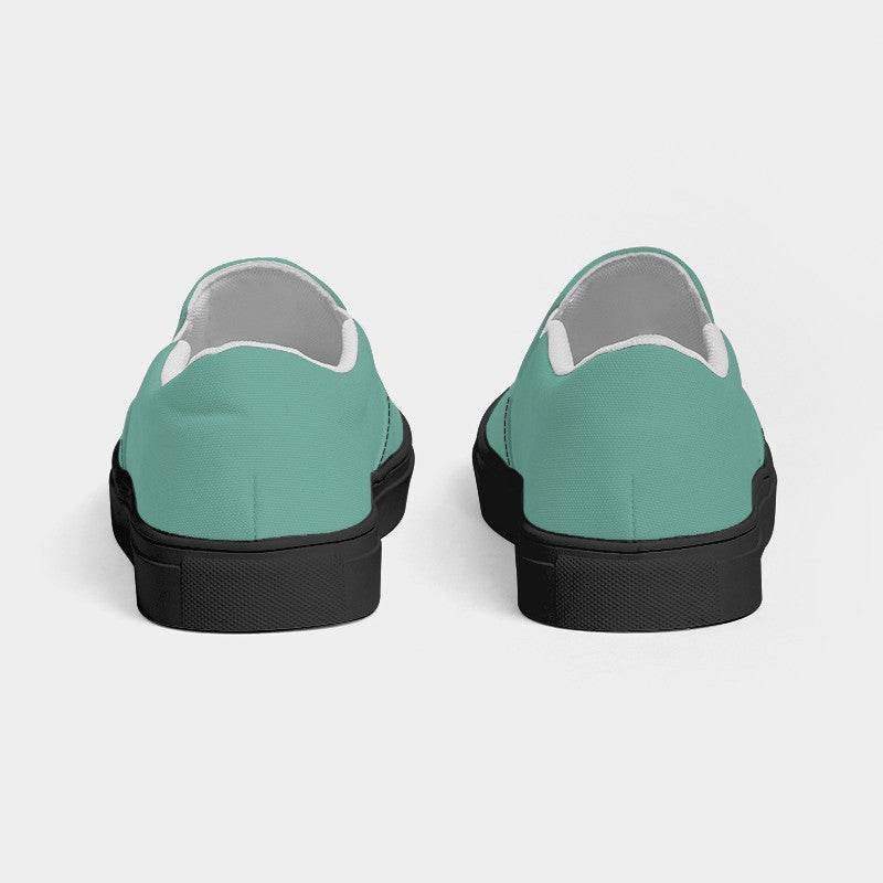 Medium-Light Muted Blue-Green Women's Slip-On Canvas Sneakers (BG-MU-ML) - Back