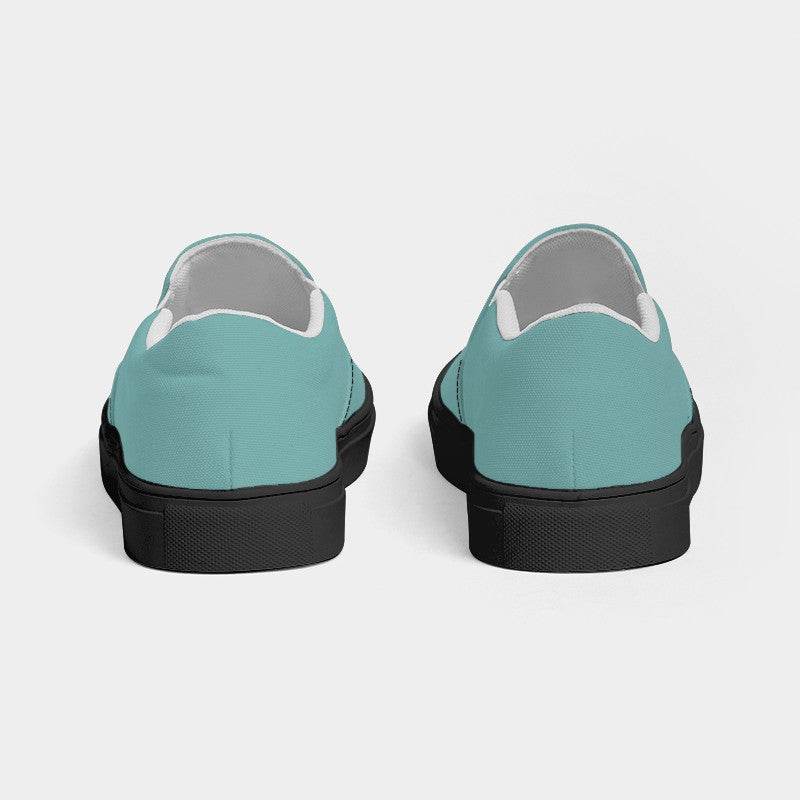 Medium-Light Muted Blue-Green Women's Slip-On Canvas Sneakers (CBG2-MU-ML) - Back