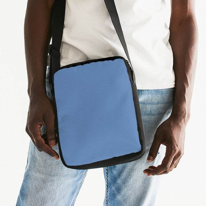 Medium-Light Muted Blue Messenger Pouch (IB2-MU-ML) - Man Front CloseUp