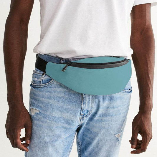 Medium-Light Muted Cyan Belt Bag (C-MU-ML) - Man Front CloseUp