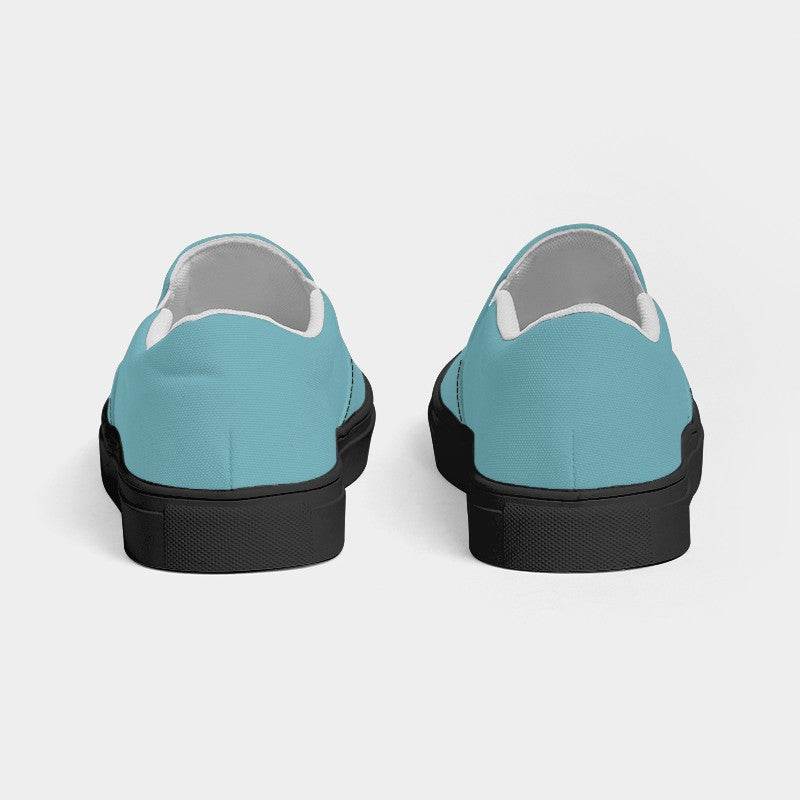 Medium-Light Muted Cyan Women's Slip-On Canvas Sneakers (C-MU-ML) - Back