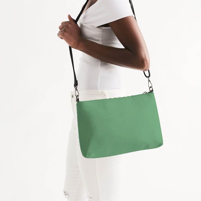 Medium-Light Muted Green Zip Pouch (G-MU-ML) - Side CloseUp