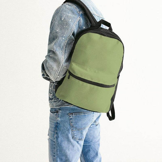 Medium-Light Muted Lime Canvas Backpack (L-MU-ML) - Man Back CloseUp