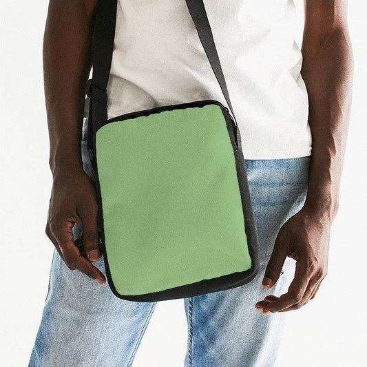 Medium-Light Muted Lime Messenger Pouch (GL2-MU-ML) - Man Front CloseUp