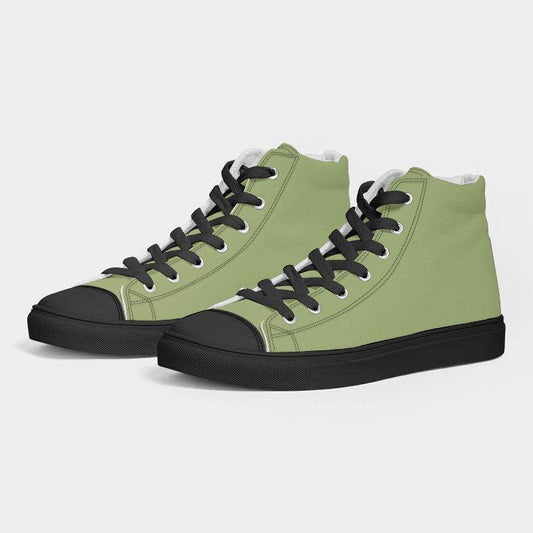 Medium-Light Muted Lime Women's High-Top Canvas Sneakers (L-MU-ML) - Side 3