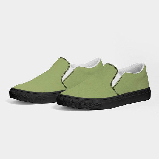 Medium-Light Muted Lime Women's Slip-On Canvas Sneakers (L-MU-ML) - Side 3