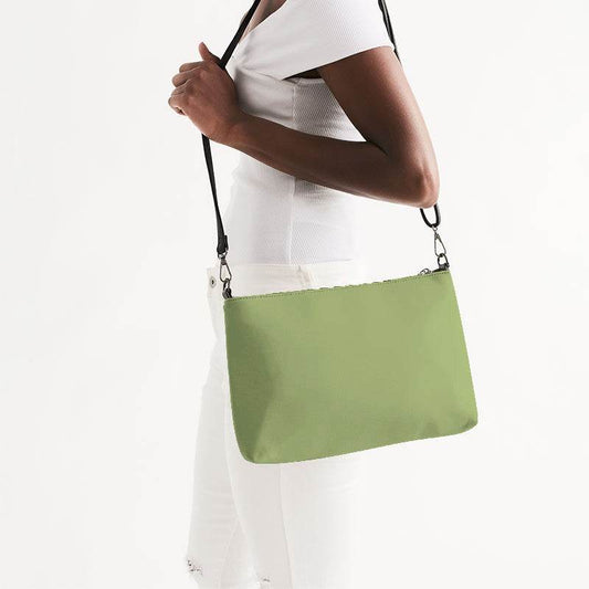 Medium-Light Muted Lime Zip Pouch (L-MU-ML) - Side CloseUp