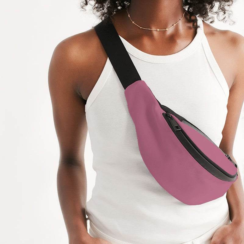 Medium-Light Muted Pink Belt Bag (PI-MU-ML) - Woman Front CloseUp