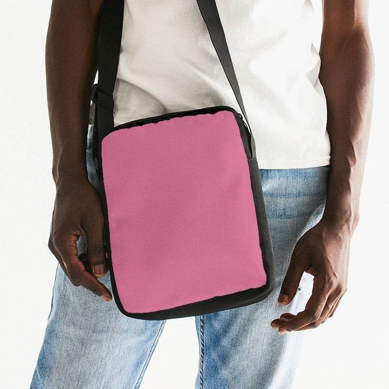 Medium-Light Muted Pink Messenger Pouch (PI-MU-ML) - Man Front CloseUp
