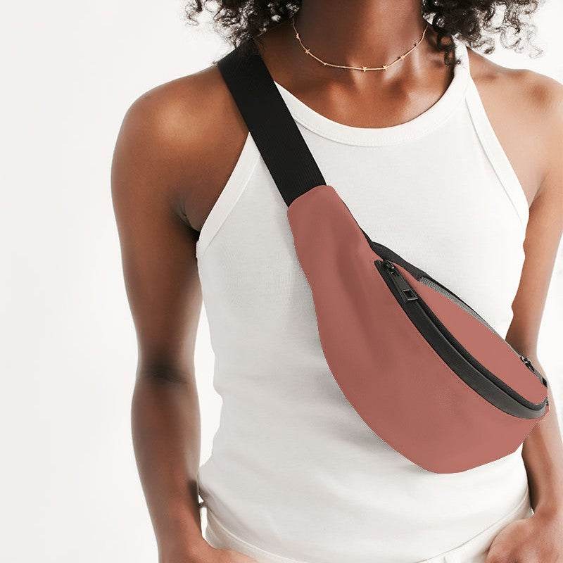 Medium-Light Muted Red Belt Bag (R-MU-ML) - Woman Front CloseUp