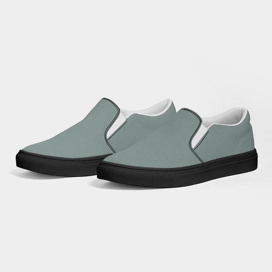 Medium-Light Neutral Blue-Green Men's Slip-On Canvas Sneakers (BG-NE-ML) - Side 3