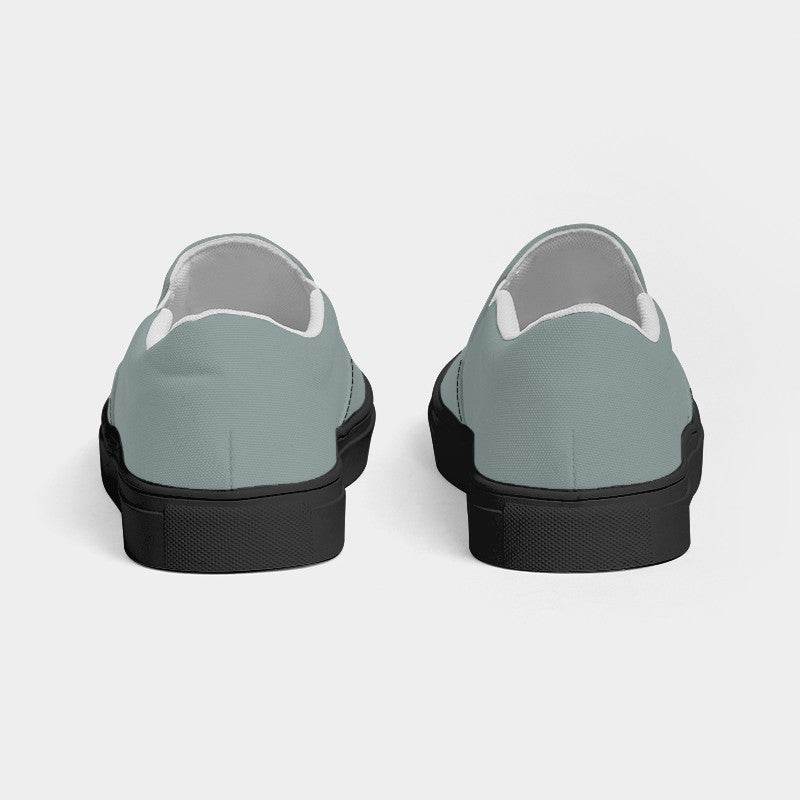 Medium-Light Neutral Blue-Green Women's Slip-On Canvas Sneakers (CBG2-NE-ML) - Back