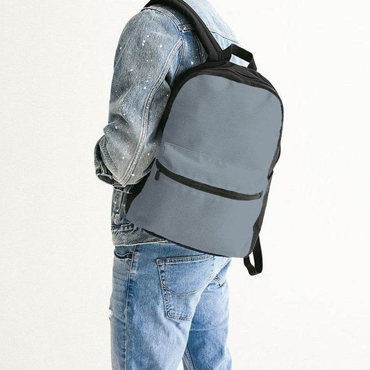 Medium-Light Neutral Blue Canvas Backpack (B-NE-ML) - Man Back CloseUp