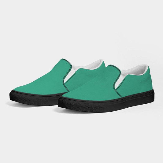 Medium Clear Blue-Green Men's Slip-On Canvas Sneakers (BGG1-CL-ME) - Side 3