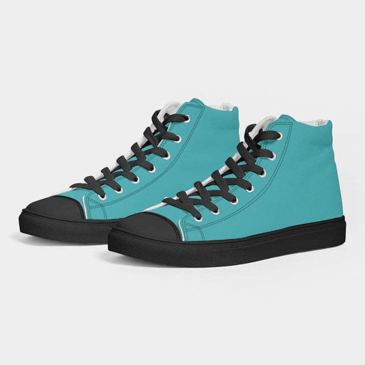 Medium Clear Cyan Men's High-Top Canvas Sneakers (CBG1-CL-ME) - Side 3