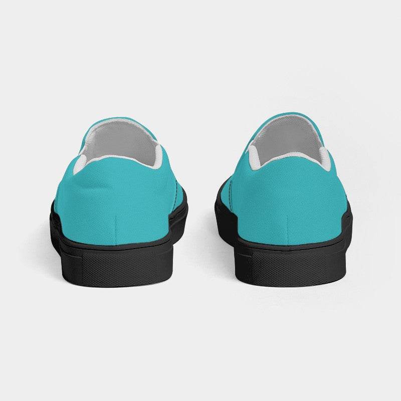 Medium Clear Cyan Men's Slip-On Canvas Sneakers (CBG1-CL-ME) - Back