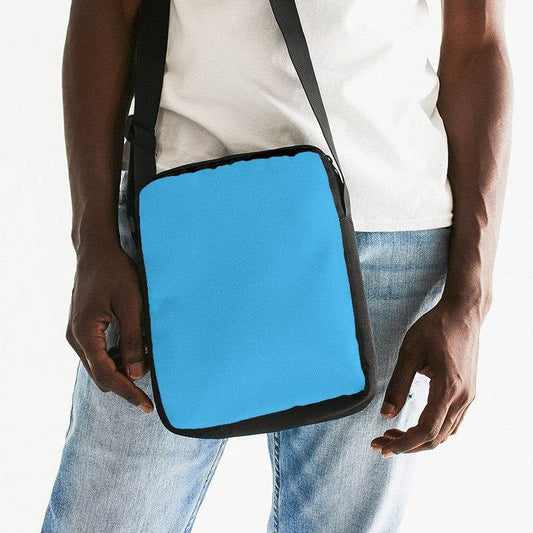 Medium Clear Cyan Messenger Pouch (BC1-CL-ME) - Man Front CloseUp