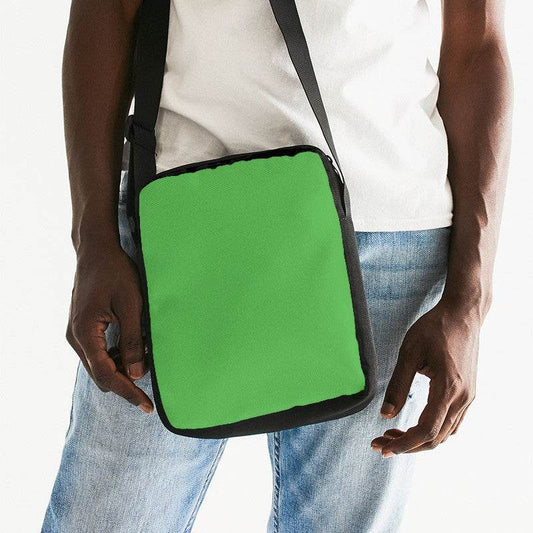Medium Clear Green Messenger Pouch (GL1-CL-ME) - Man Front CloseUp