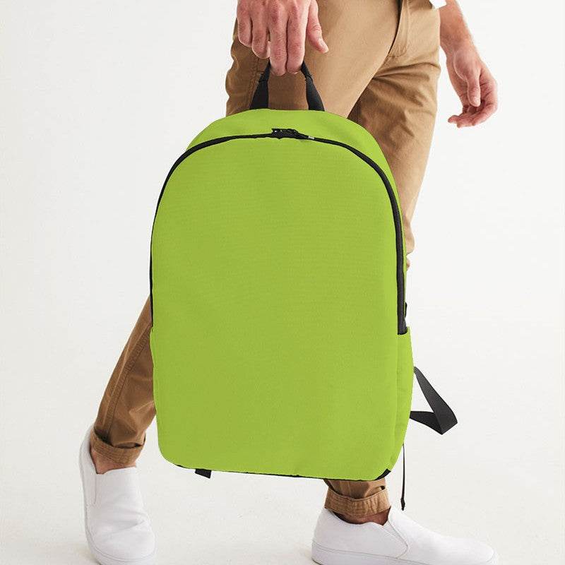 Medium Clear Lime Waterproof Backpack (L-CL-ME) - Man Holding CloseUp