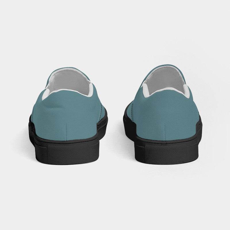 Medium Fully-Muted Cyan Women's Slip-On Canvas Sneakers (C-FM-ME) - Back