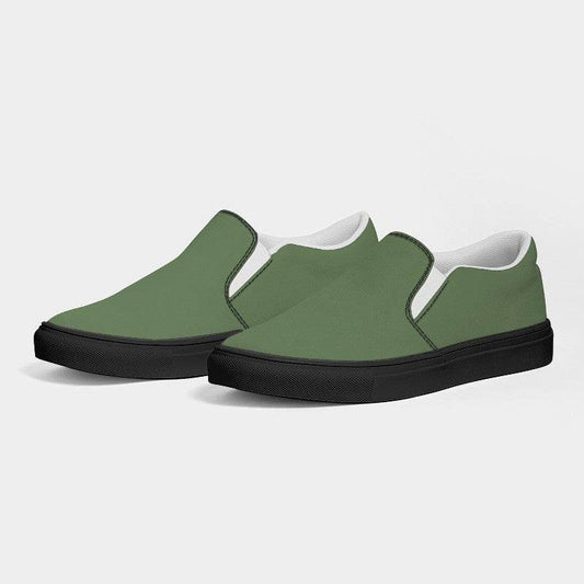 Medium Fully-Muted Lime Men's Slip-On Canvas Sneakers (GL2-FM-ME) - Side 3