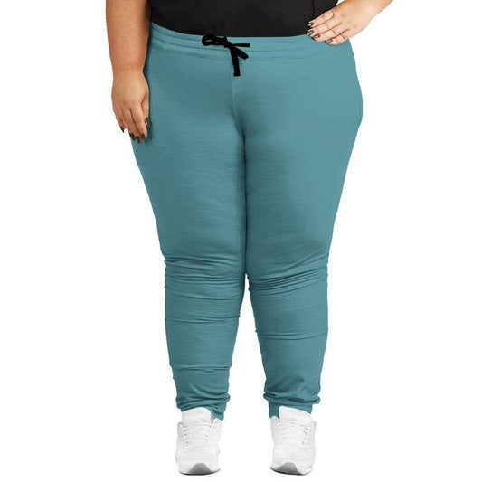 Medium Muted Cyan Joggers PLUS (C-MU-ME) - Woman Front PLUS