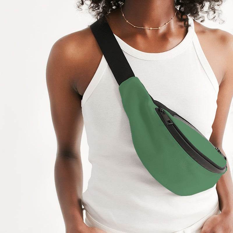Medium Muted Green Belt Bag (G-MU-ME) - Woman Front CloseUp