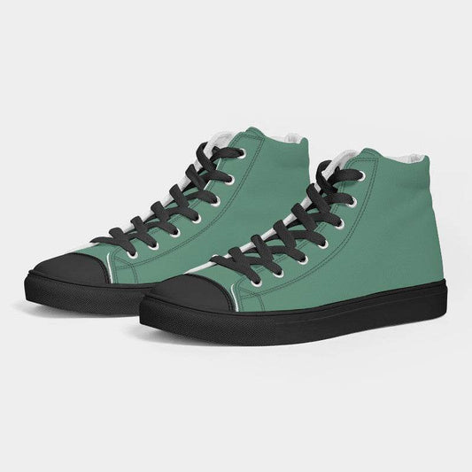 Medium Muted Green Women's High-Top Canvas Sneakers (BGG2-MU-ME) - Side 3