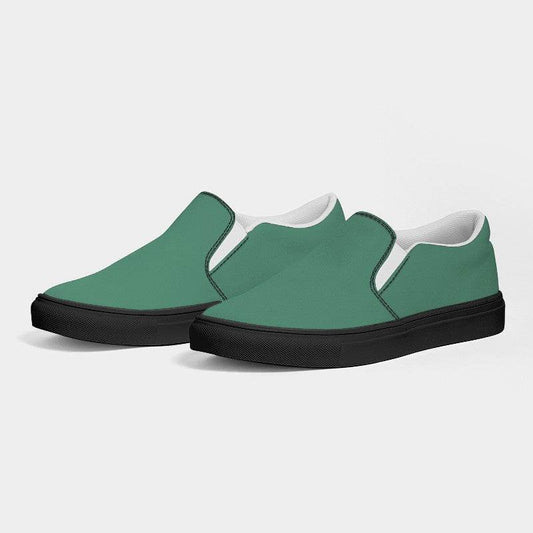 Medium Muted Green Women's Slip-On Canvas Sneakers (BGG2-MU-ME) - Side 3