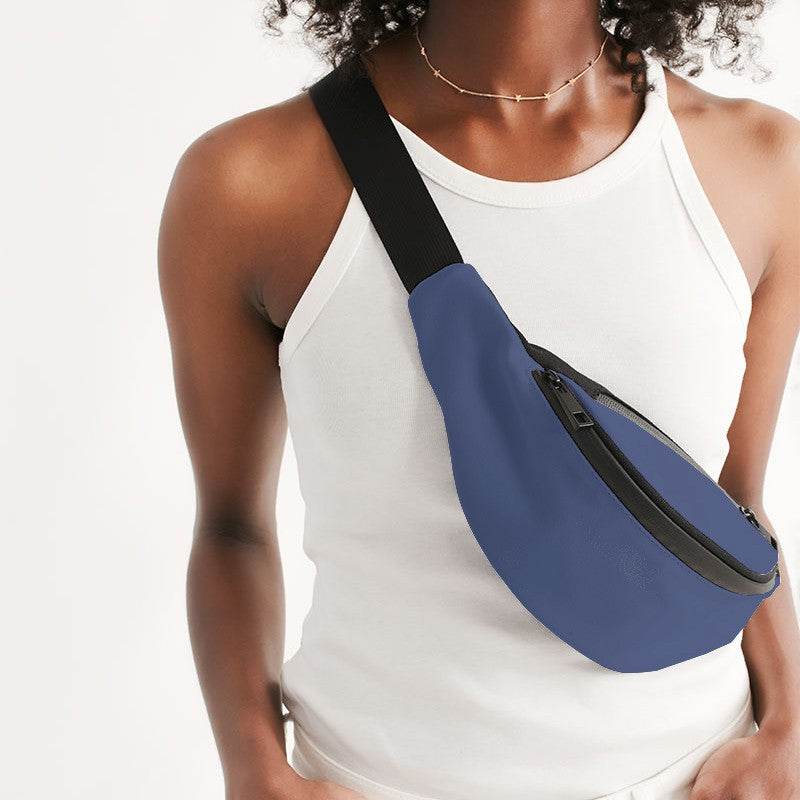 Medium Muted Indigo Belt Bag (I-MU-ME) - Woman Front CloseUp