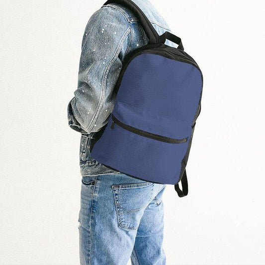 Medium Muted Indigo Canvas Backpack (I-MU-ME) - Man Back CloseUp