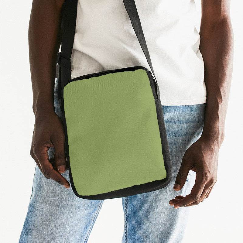 Medium Muted Lime Messenger Pouch (L-MU-ME) - Man Front CloseUp