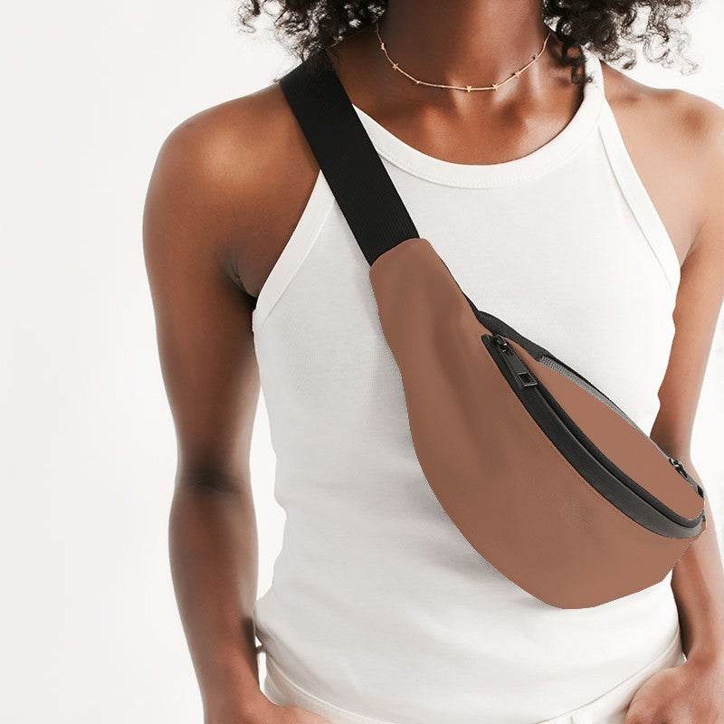 Medium Muted Orange Belt Bag (OR2-MU-ME) - Woman Front CloseUp