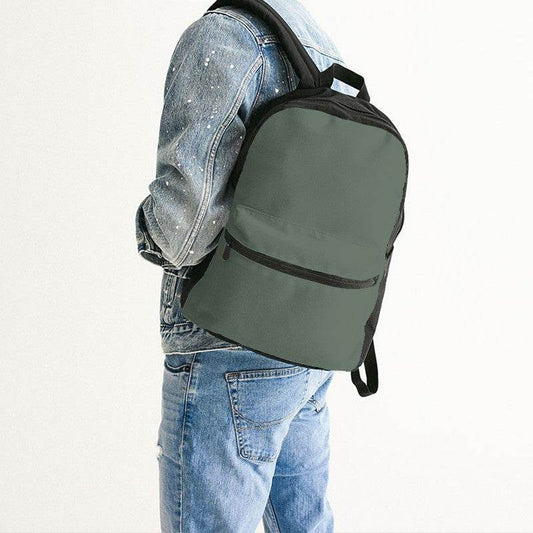 Medium Neutral Green Canvas Backpack (G-NE-ME) - Man Back CloseUp