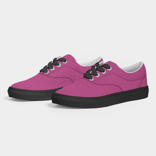 Medium Pink Women's Canvas Sneakers (PIM1-ME-ME) - Side 3