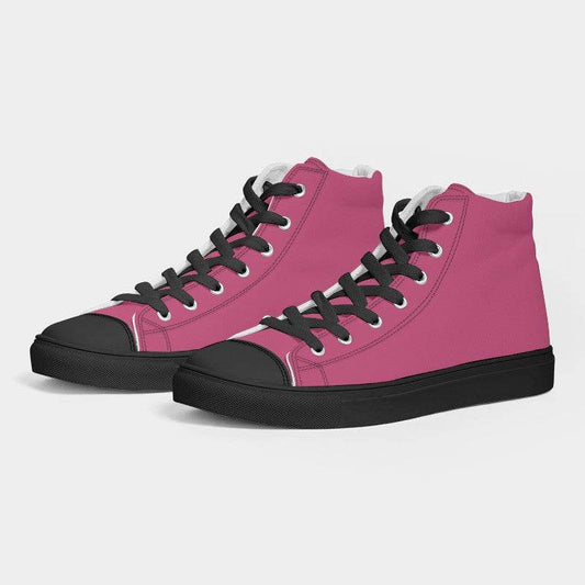 Medium Pink Women's High-Top Canvas Sneakers (PI-ME-ME) - Side 3