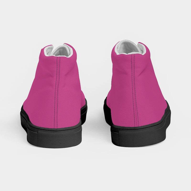 Medium Pink Women's High-Top Canvas Sneakers (PIM1-ME-ME) - Back