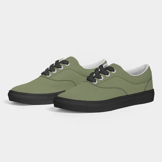 Moss Green Men's Canvas Sneakers (L-FM-ME) - Side 3