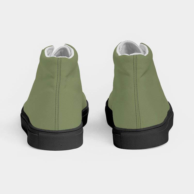 Moss Green Women's High-Top Canvas Sneakers (L-FM-ME) - Back