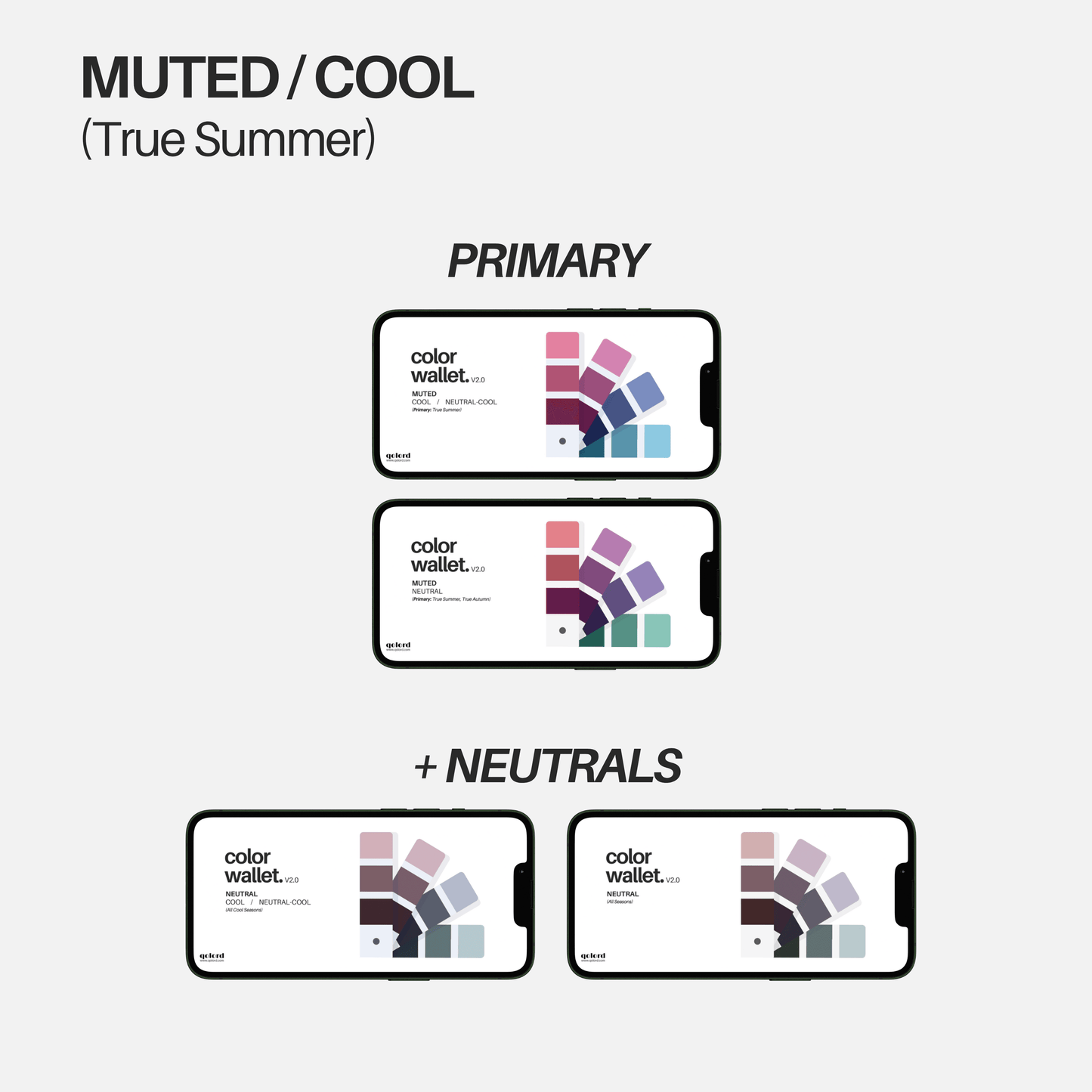 Muted & Cool | Bundle of 4 Digital Color Wallets | True Summer - Qolord