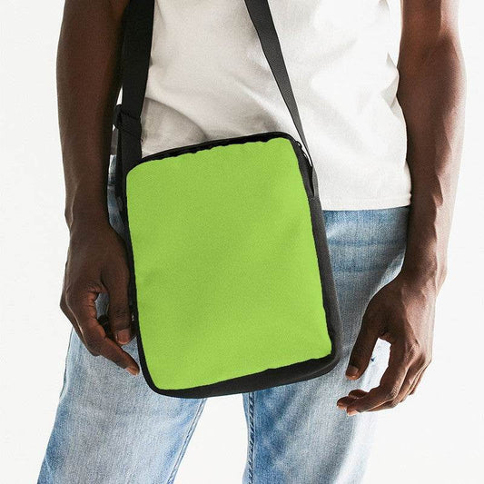 Neon Green Messenger Pouch (GL3-BR-ME) - Man Front CloseUp